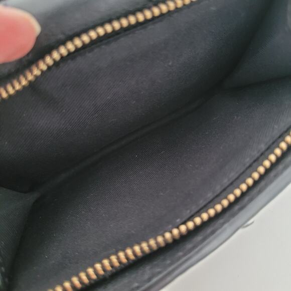 Coach Bifold Wallet Quilted Solid Black C3454 Geniue Leather Medium Logo Zip - Picture 6 of 11